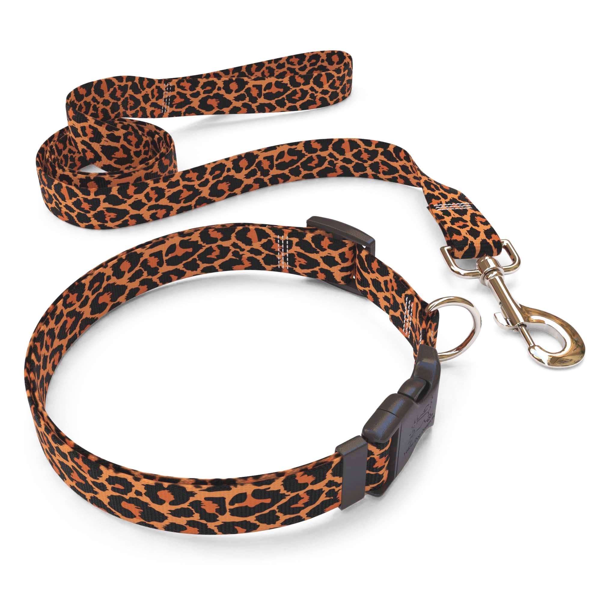 Matching Leopard Print Dog Collar and Leash