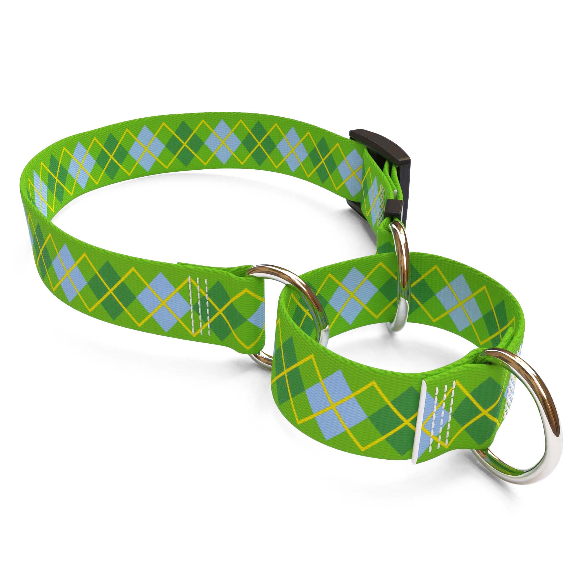 Argyle Lime Dog Collar