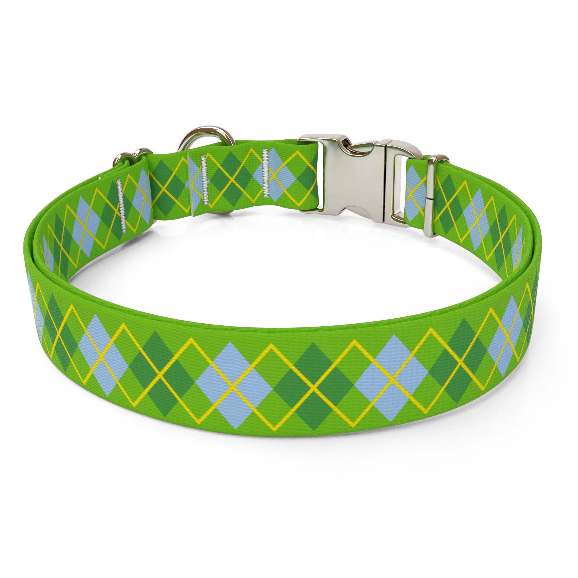 Argyle Lime Dog Collar