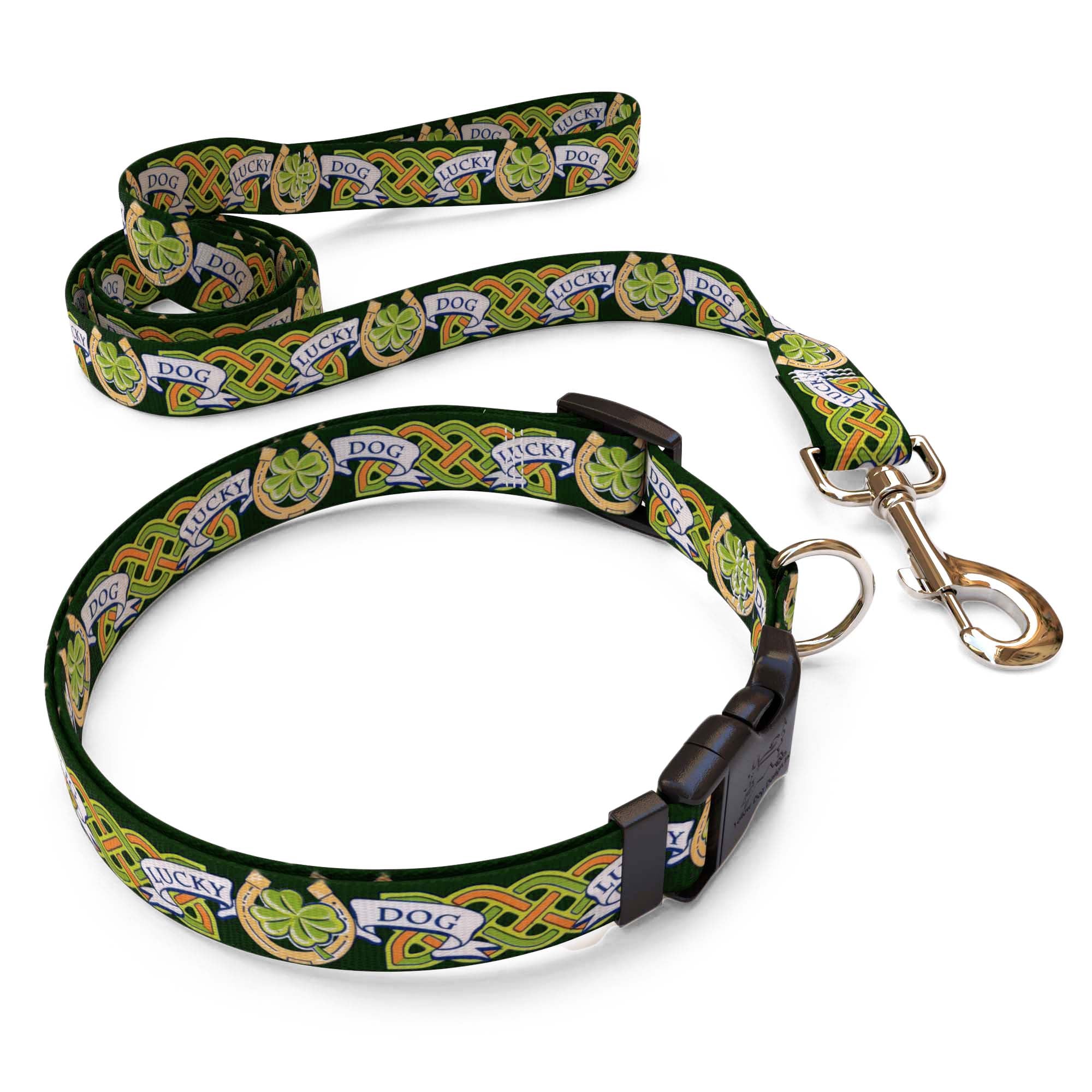 Matching Lucky Dog Dog Collar and Leash