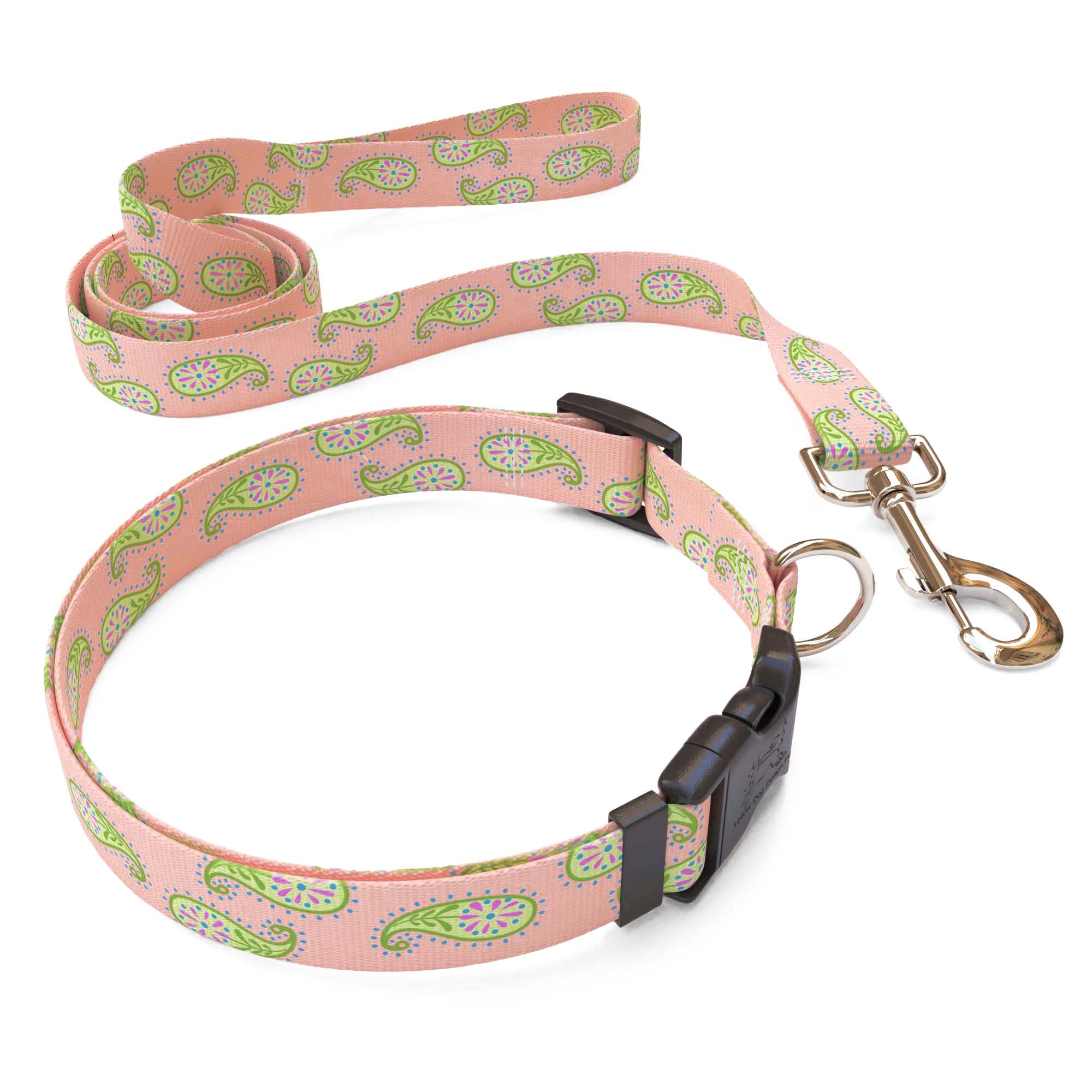 Melon Paisley Dog Collar