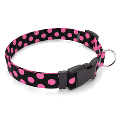 Pink and Black Polka Dot Dog Collar