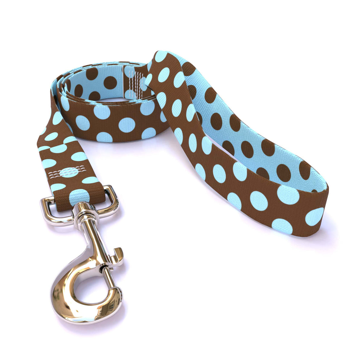 Blue and Brown Polka Dot Dog Leash