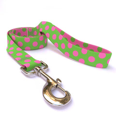 Pink and Green Polka Dot Dog Leash