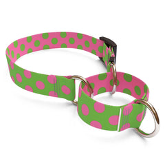 Pink and Green Polka Dot Dog Collar