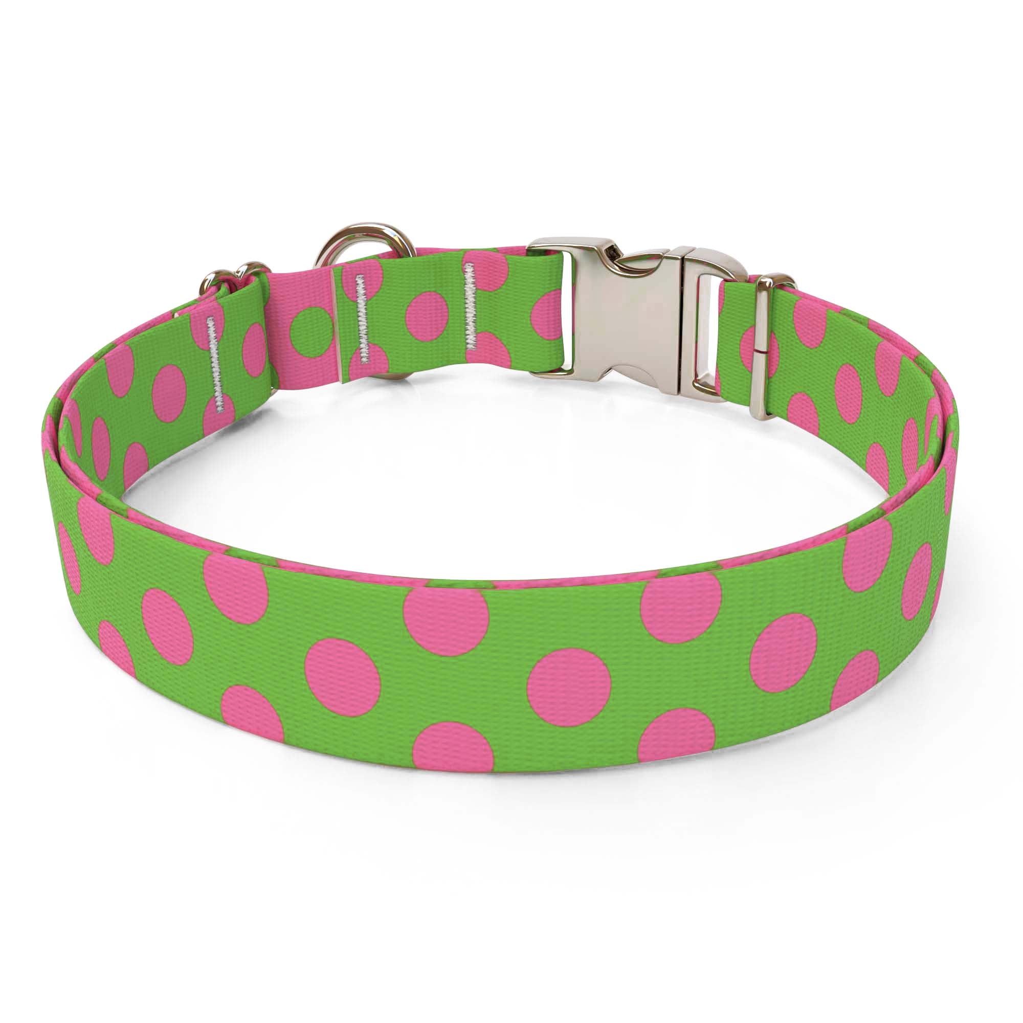 Pink and Green Polka Dot Dog Collar