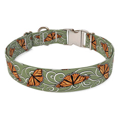 Monarch Butterfly Swirl Sterling Premium Dog Collar