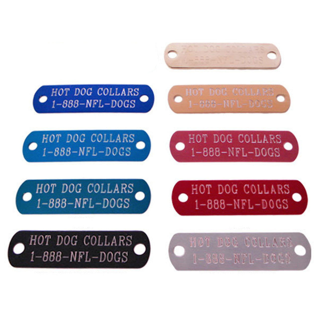 Engraved Nameplates & Rivets on Dog ID Tag - Hot Dog Collars
