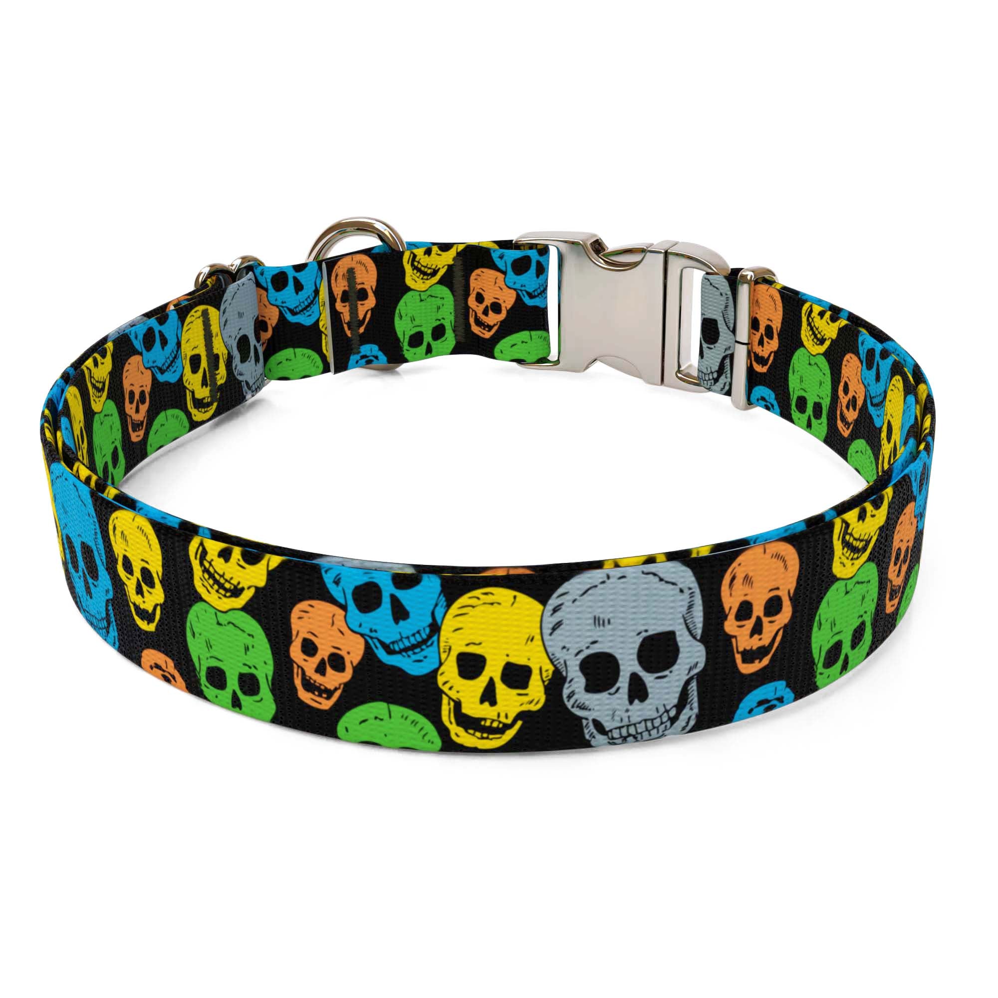 Neon Skulls Dog Collar