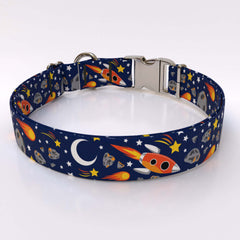Outer Space Blue Dog Collar