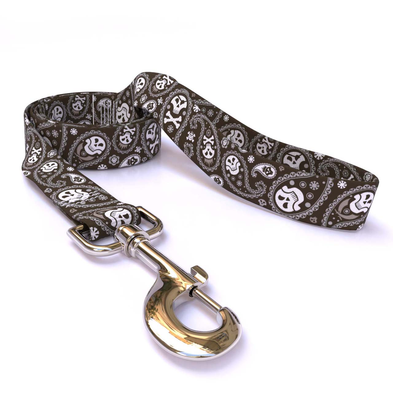 Paisley Skulls Black Dog Leash