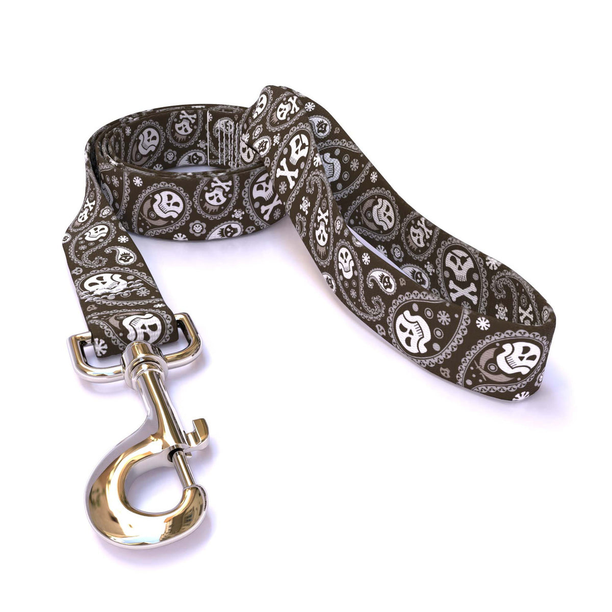 Paisley Skulls Black Dog Leash