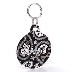 Paisley Skulls Black HD Dog ID Tag