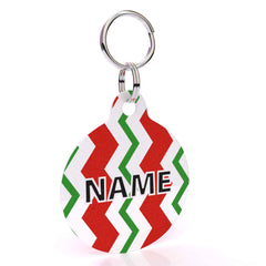 Peppermint Stick Chevron Stripes HD Dog ID Tag