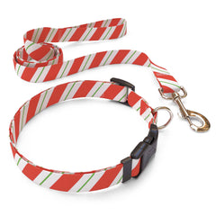 Matching Peppermint Stick Dog Collar and Leash