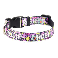 Personalized Petal Party Purple Dog Collar