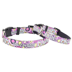 Personalized Petal Party Purple Dog Collar