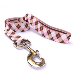 Pink and Brown Argyle Dog Leash