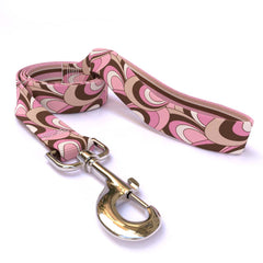 Pink and Brown Scallops with Stripes Dog Leash