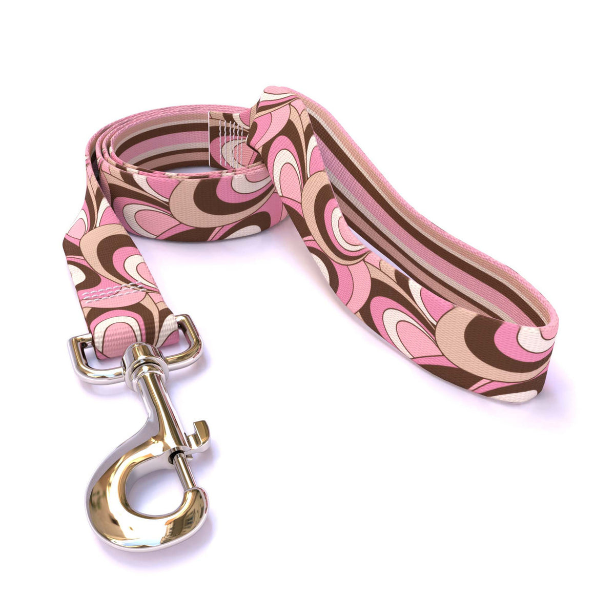 Pink and Brown Scallops with Stripes Dog Leash