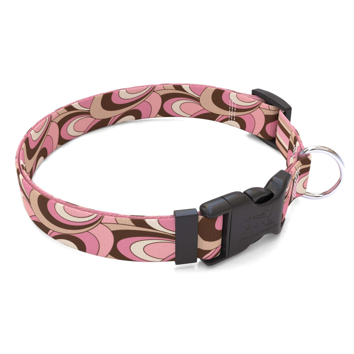 Pink and Brown Scallops with Stripes Dog Collar