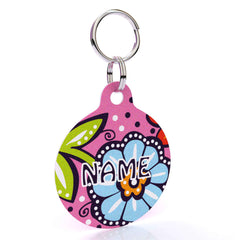 Pink Garden HD Dog ID Tag