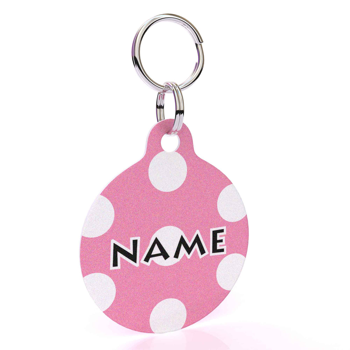 New Pink Polka Dot HD Dog ID Tag