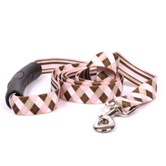 Pink and Brown Argyle EZ-grip Dog Leash