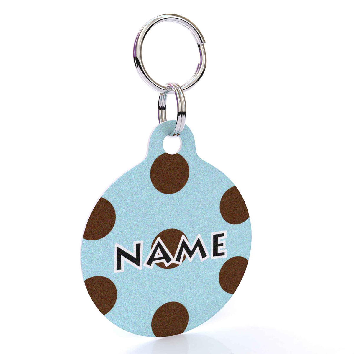 Blue and Brown Polka Dot HD Dog ID Tag