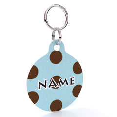 Blue and Brown Polka Dot HD Dog ID Tag