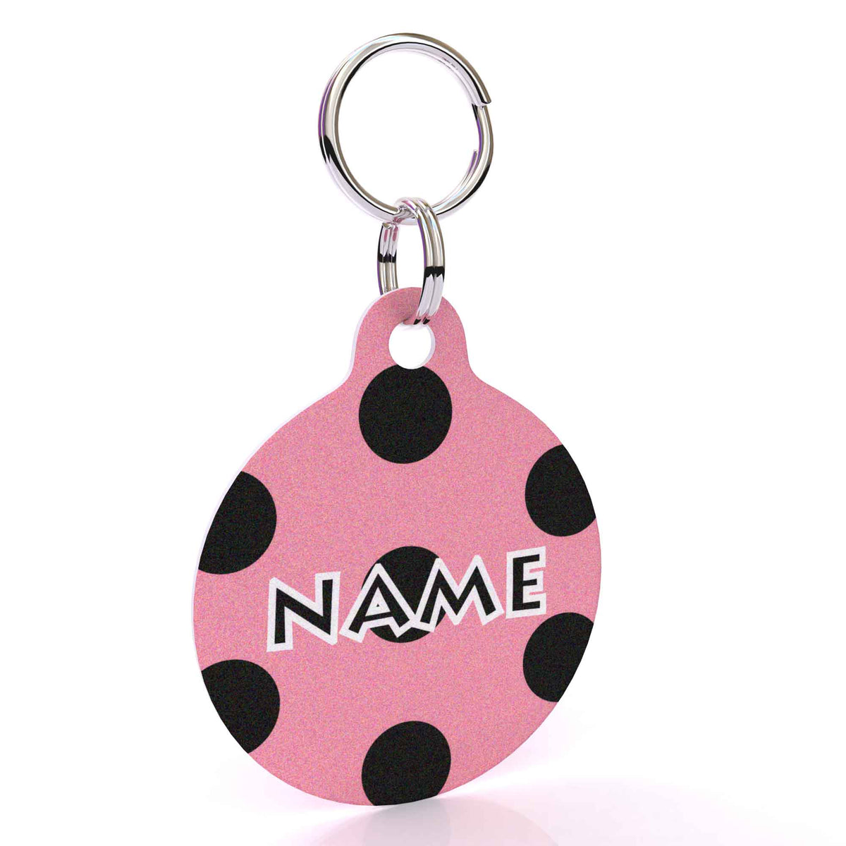 Pink and Black Polka Dot HD Dog ID Tag