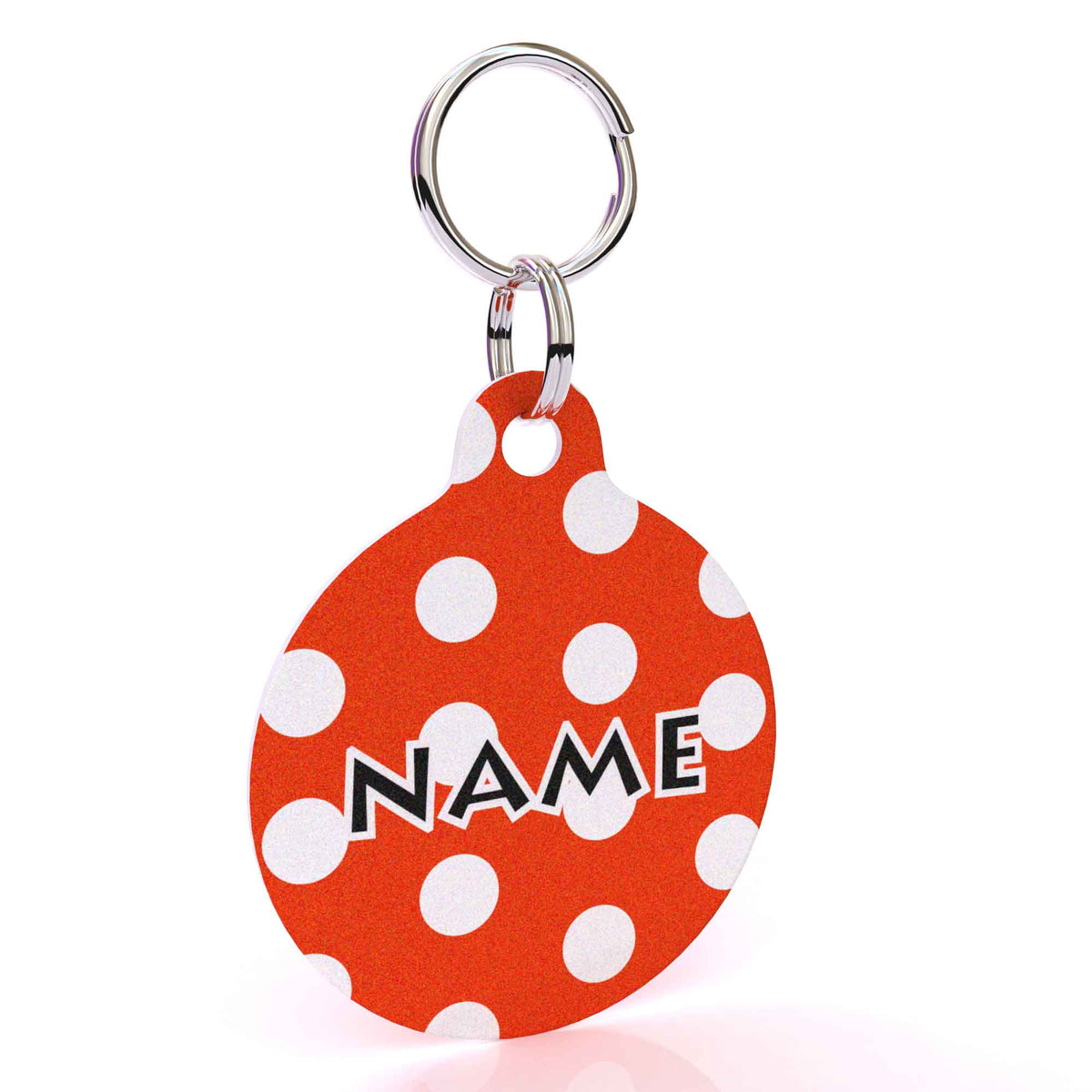 New Red Polka Dot HD Dog ID Tag