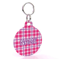 Preppy Plaid Pink HD Dog ID Tag