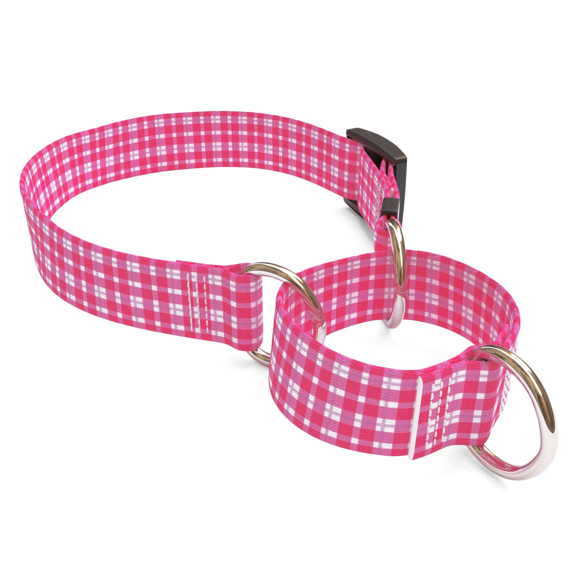 Preppy Plaid Pink Dog Collar