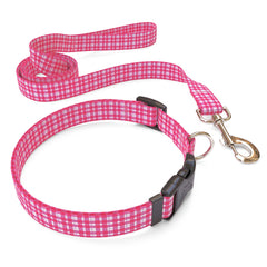 Preppy Plaid Pink Dog Collar