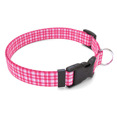 Preppy Plaid Pink Dog Collar