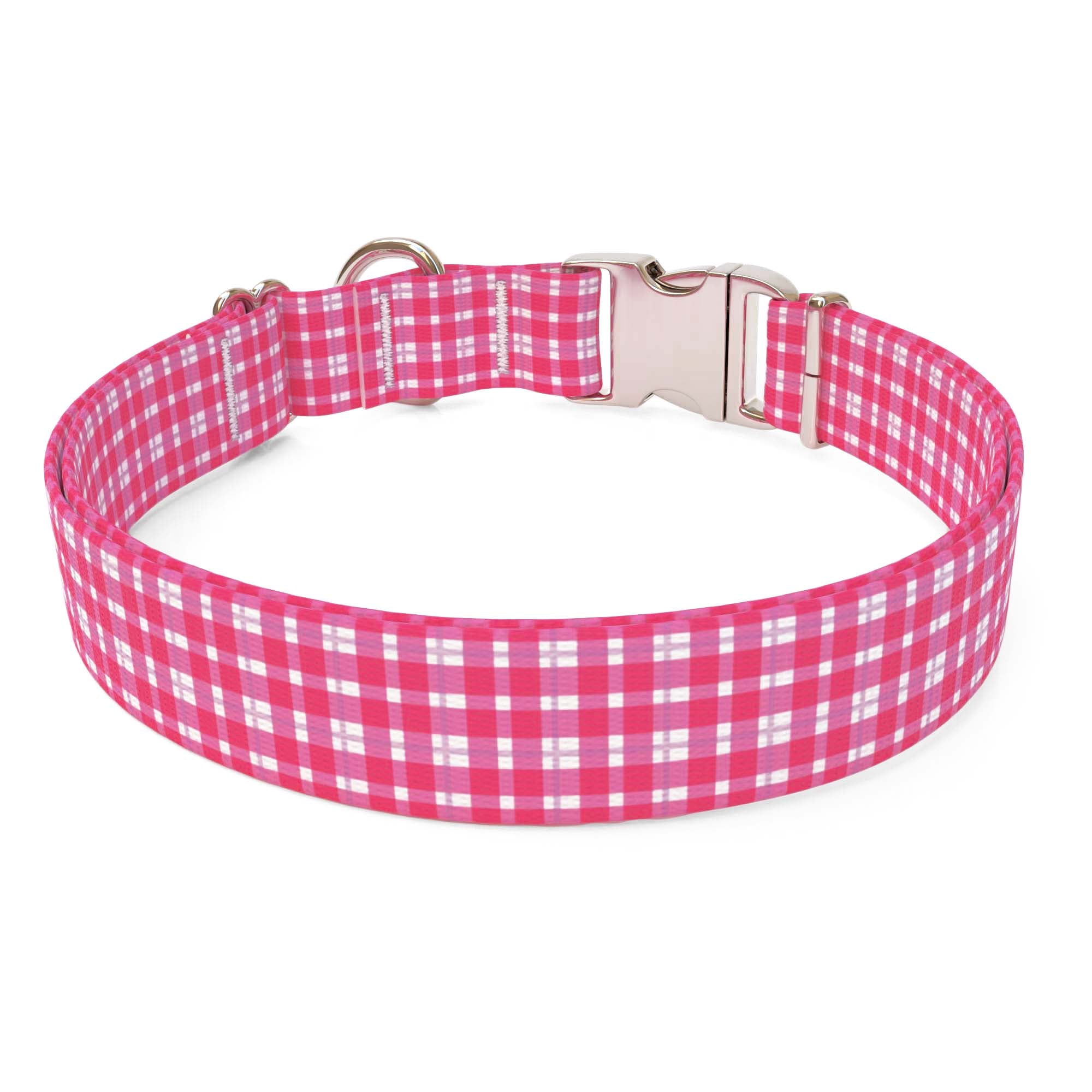 Preppy Plaid Pink Dog Collar