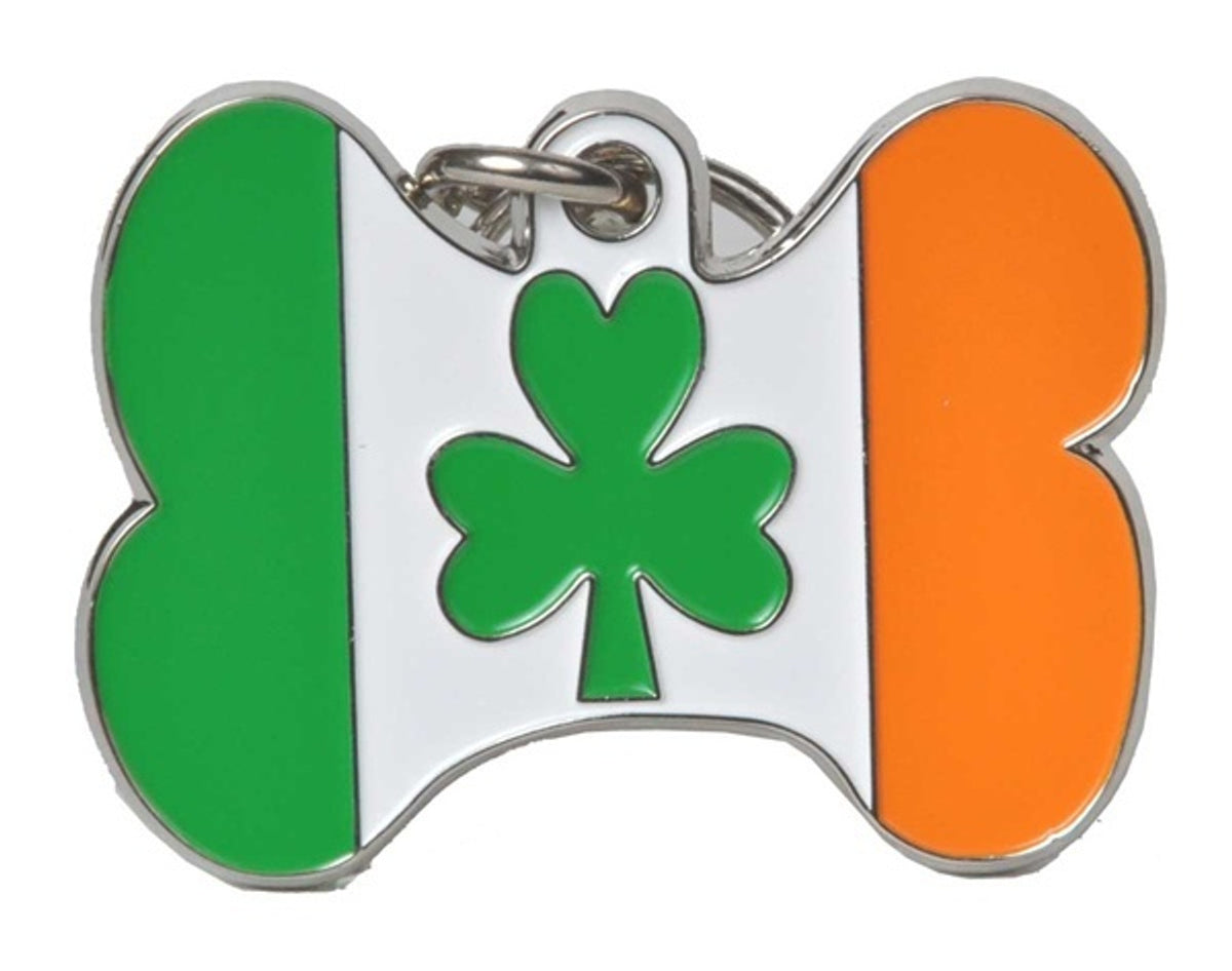 Irish Pride Bone Shape Dog ID Tag - With Engraving