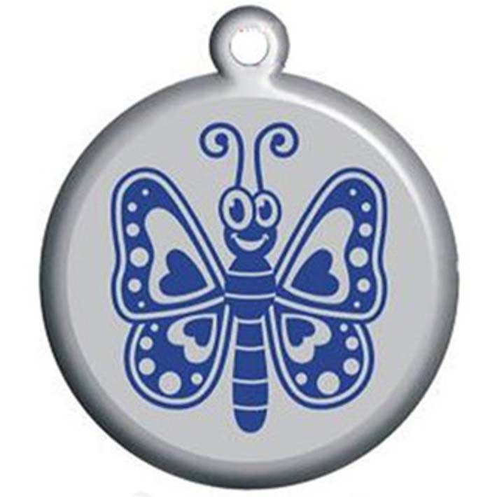 Royal Blue Butterfly Dog ID Tag - With Engraving