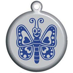 Royal Blue Butterfly Dog ID Tag - With Engraving