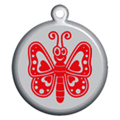 Red Butterfly Dog ID Tag - With Engraving