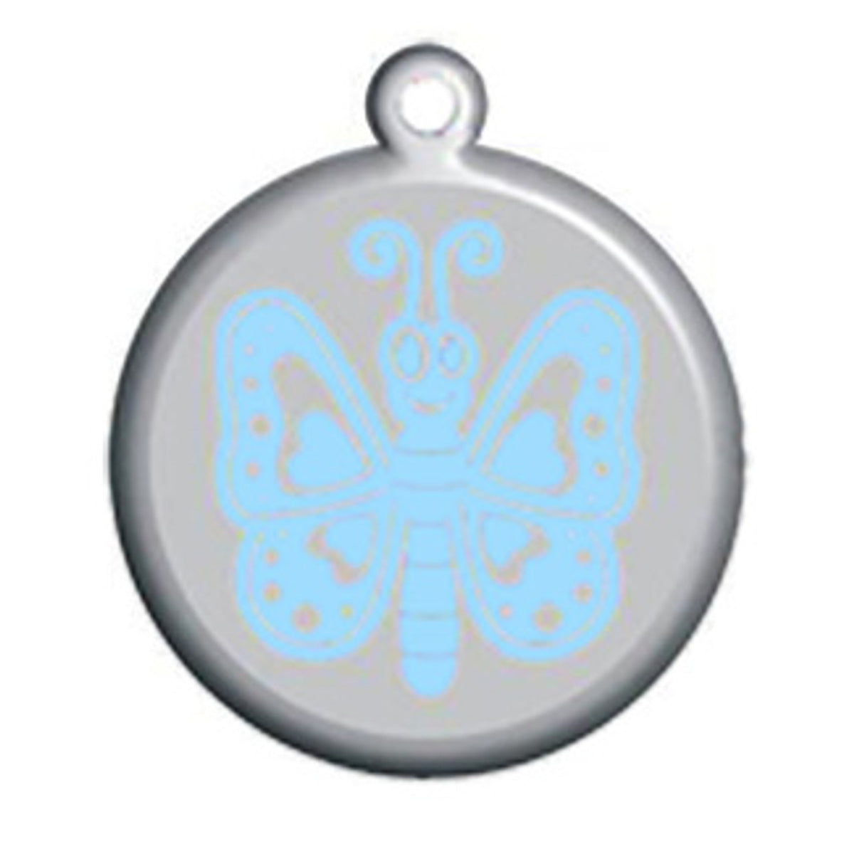 Sky Blue Butterfly Dog ID Tag - With Engraving