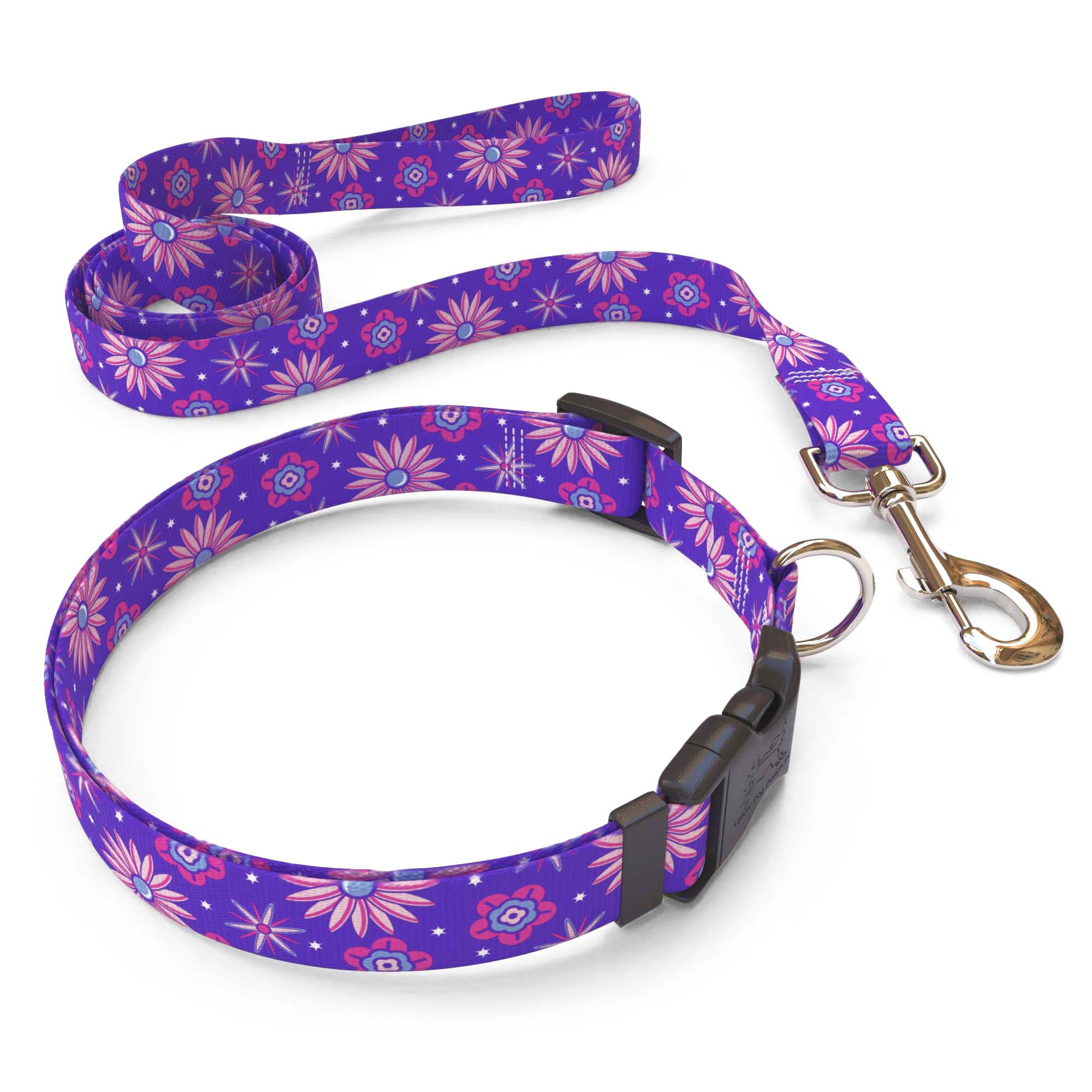 Purple Flowers Dog Collar