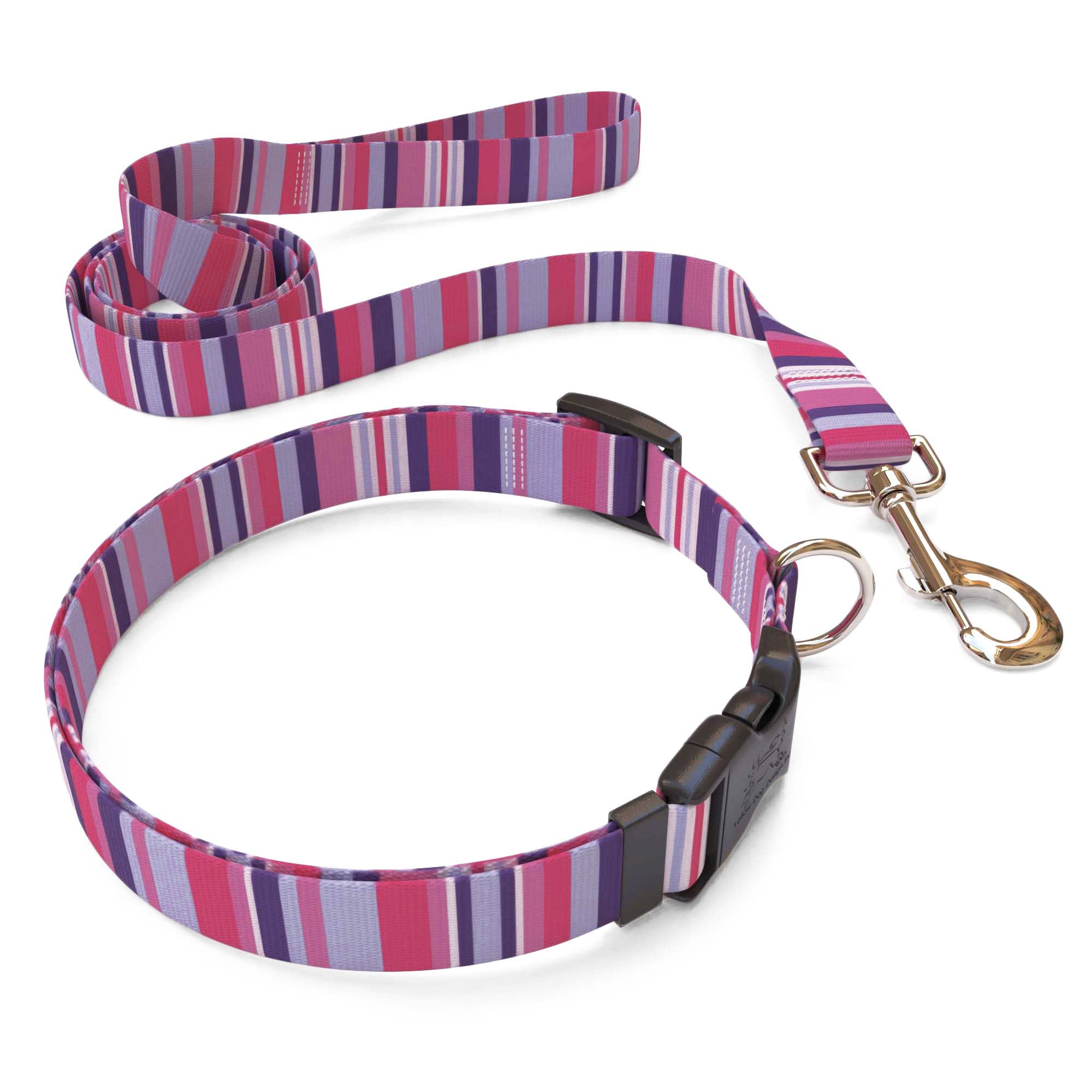 Purple and Pink Stripes Dog Collar