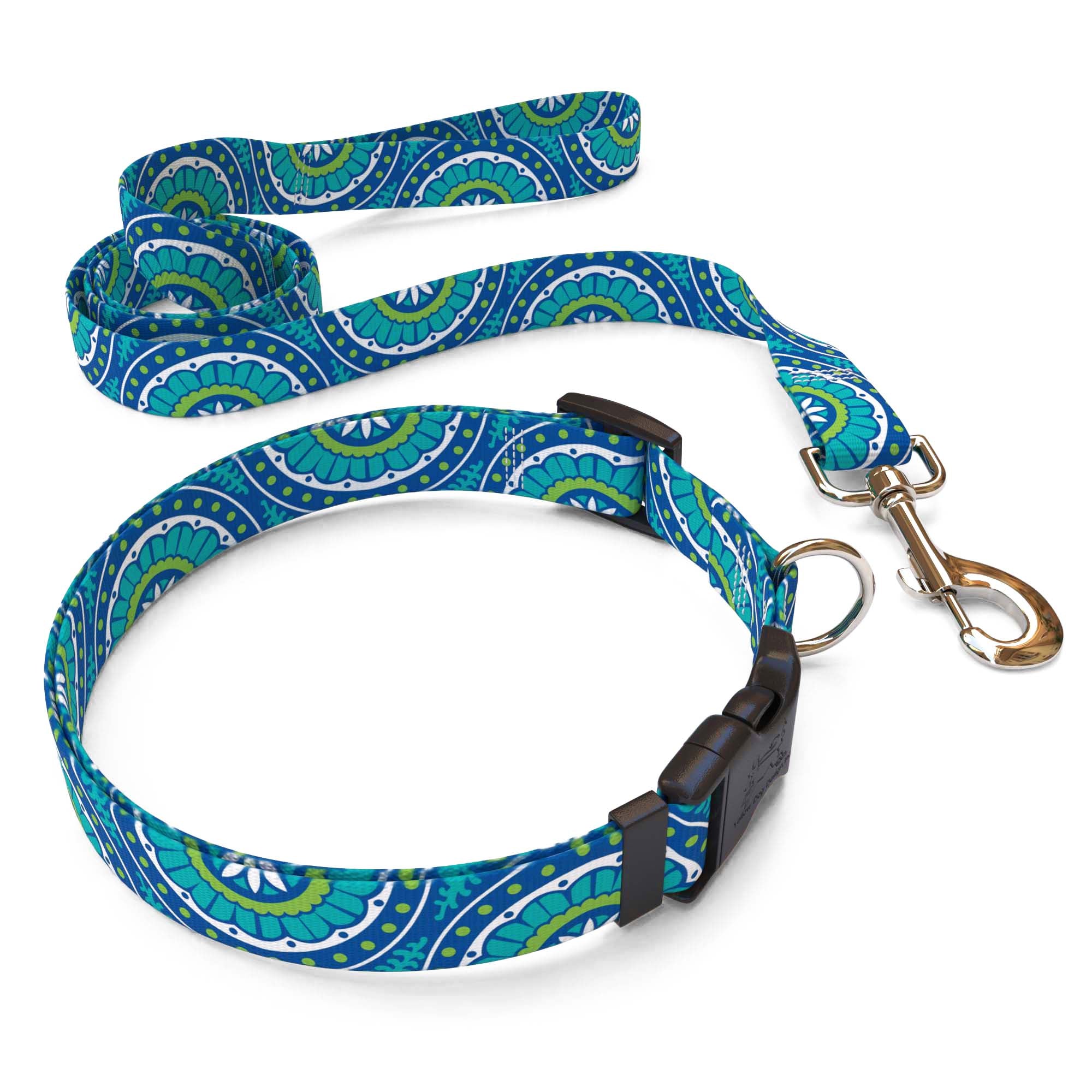 Matching Radiance Blue Dog Collar and Leash