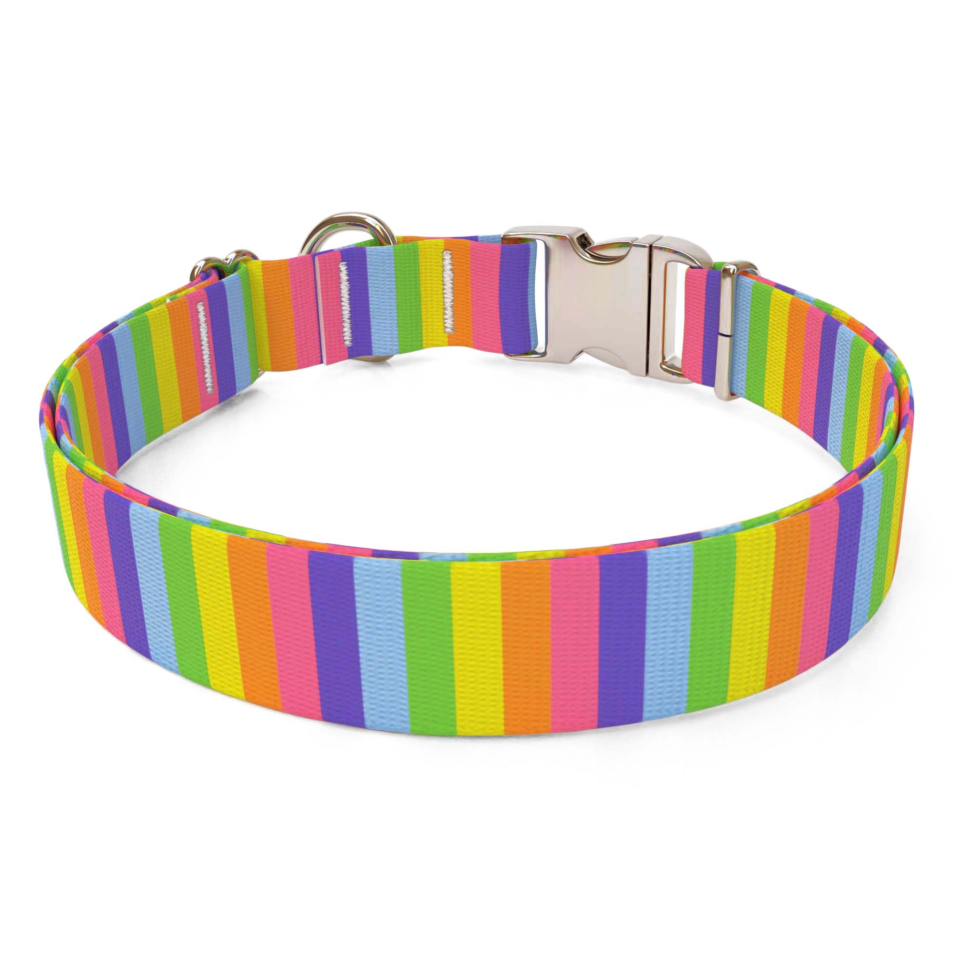 Rainbow Stripes Sterling Premium Dog Collar