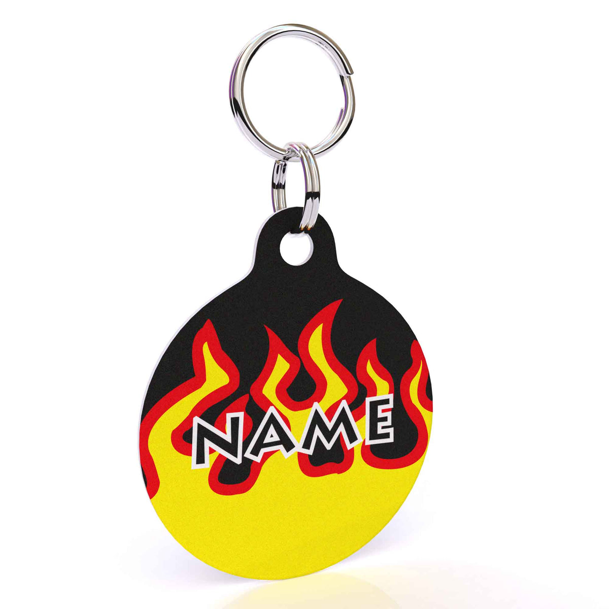 Red Flames HD Dog ID Tag