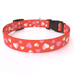 Personalized Red Hearts Dog Collar
