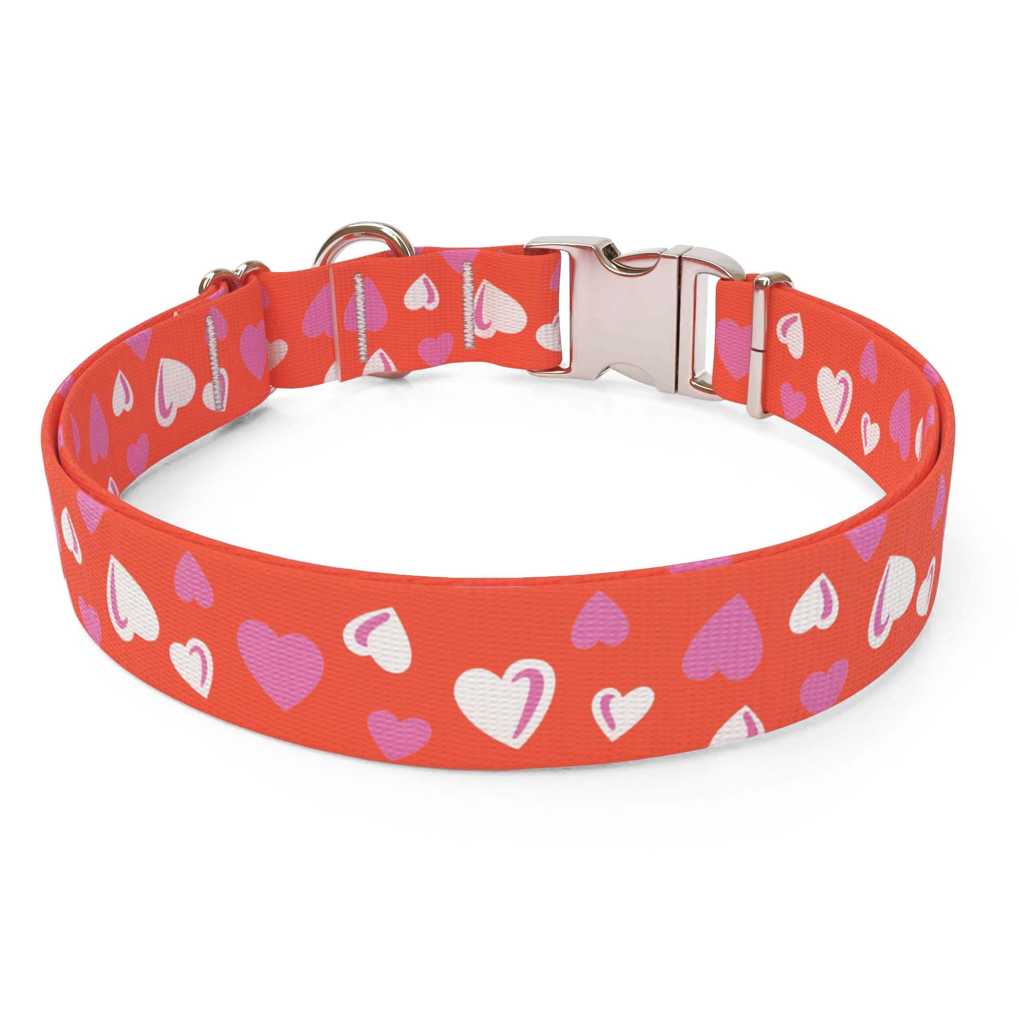 Red Hearts Dog Collar