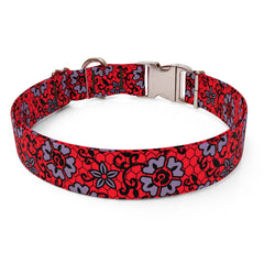 Red Lace Flowers Dog Collar